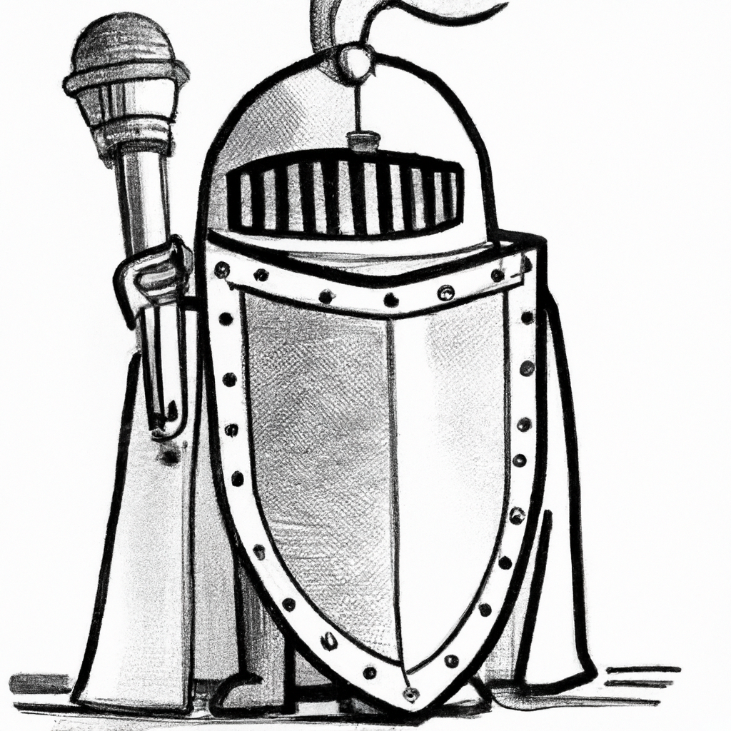 a knight mic shielding itself